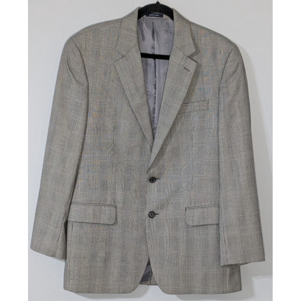 Ralph Ralph Lauren Blazer Men's 40R Gray Blue Glen Plaid Classic Wool Blazer